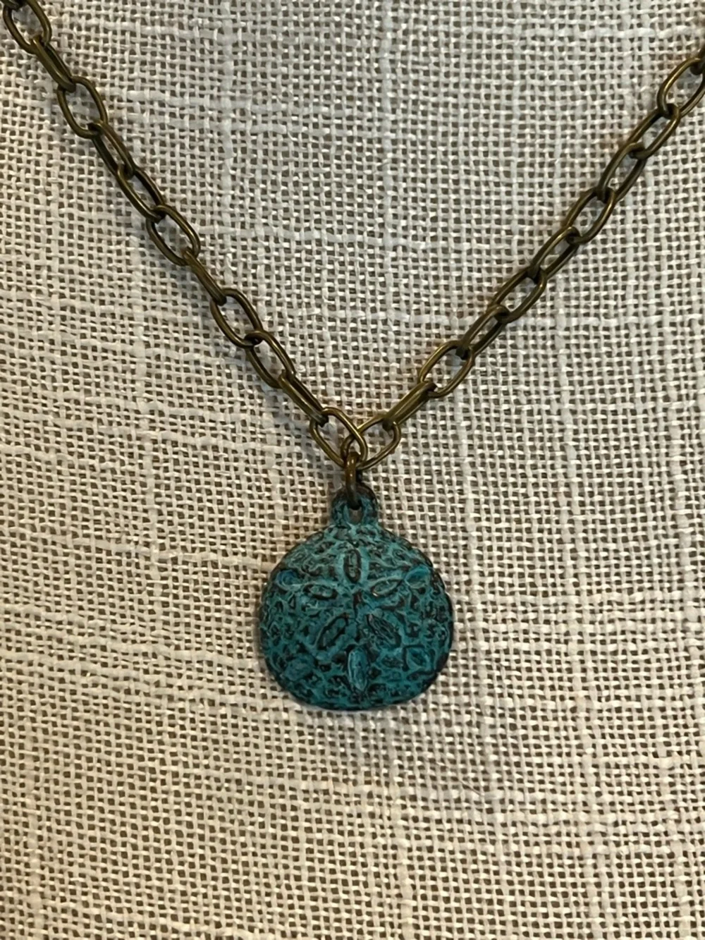 Patina Sand Dollar Pendant Necklace - Picture 2 of 4